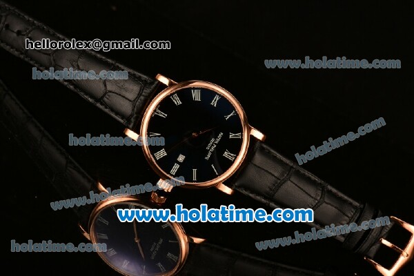 Patek Philippe Calatrava 2813 Automatic Rose Gold Case with Black Dial and Roman Numeral Markers - Click Image to Close